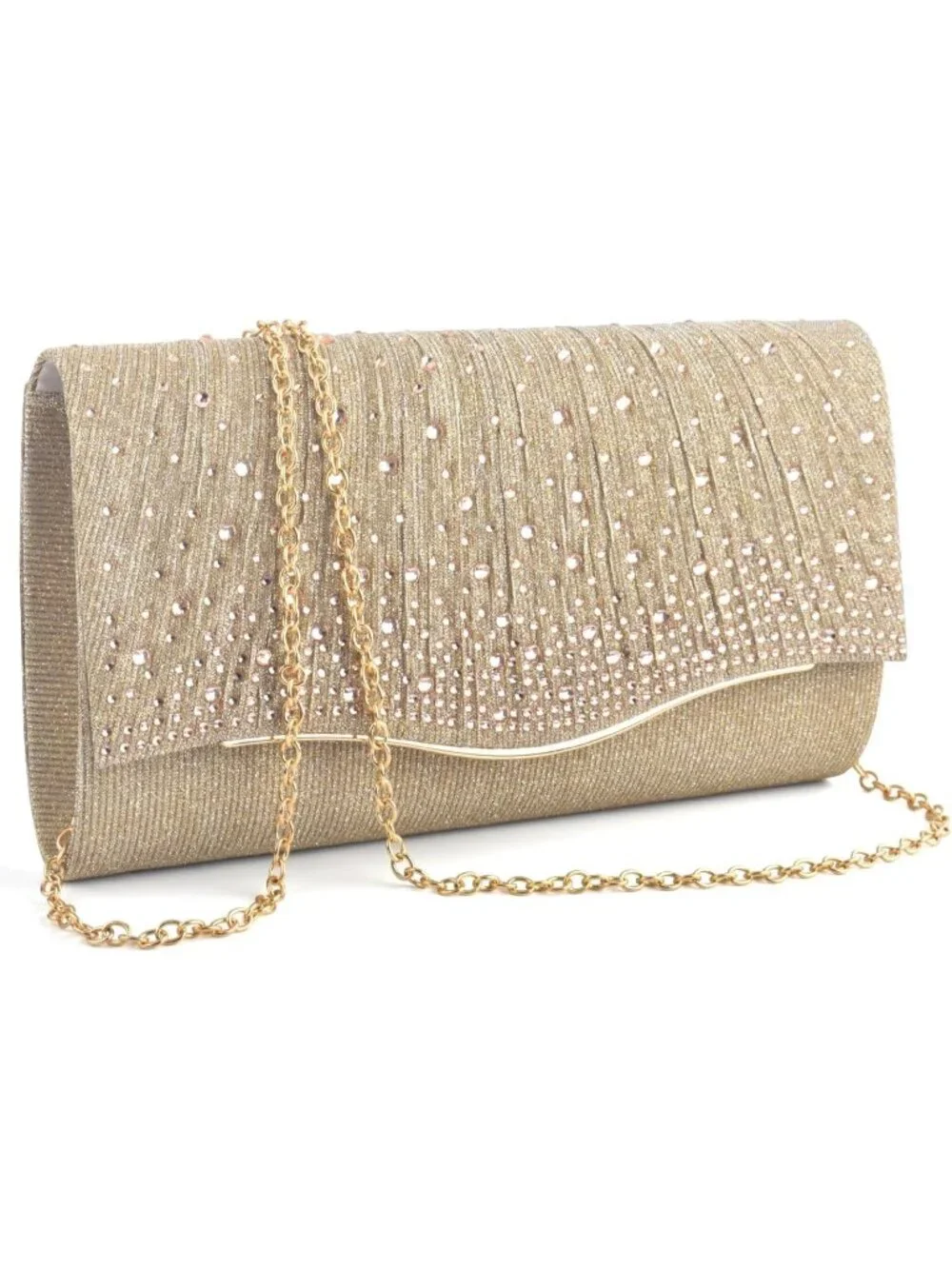 👜 Women's Gold Suede Evening Shoulder Bags Envelope Party Cocktail Prom Clutch